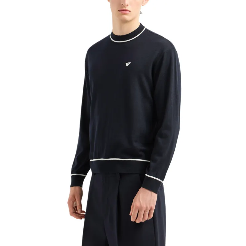 EMPORIO ARMANI Virgin wool Jumper With Jacquard Logo Detail-3