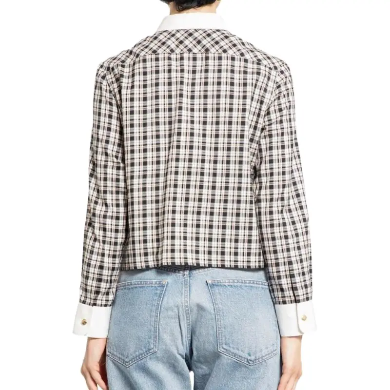 CELINE Cropped Shirt In Check Silk-5
