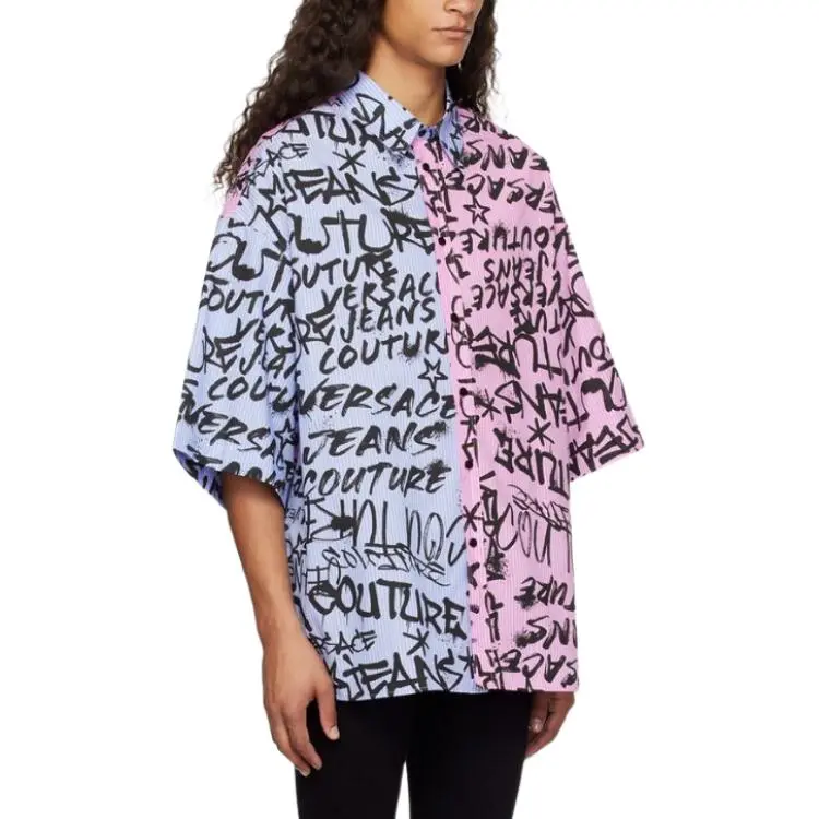 VERSACE Shirts Men Pink/Blue-2