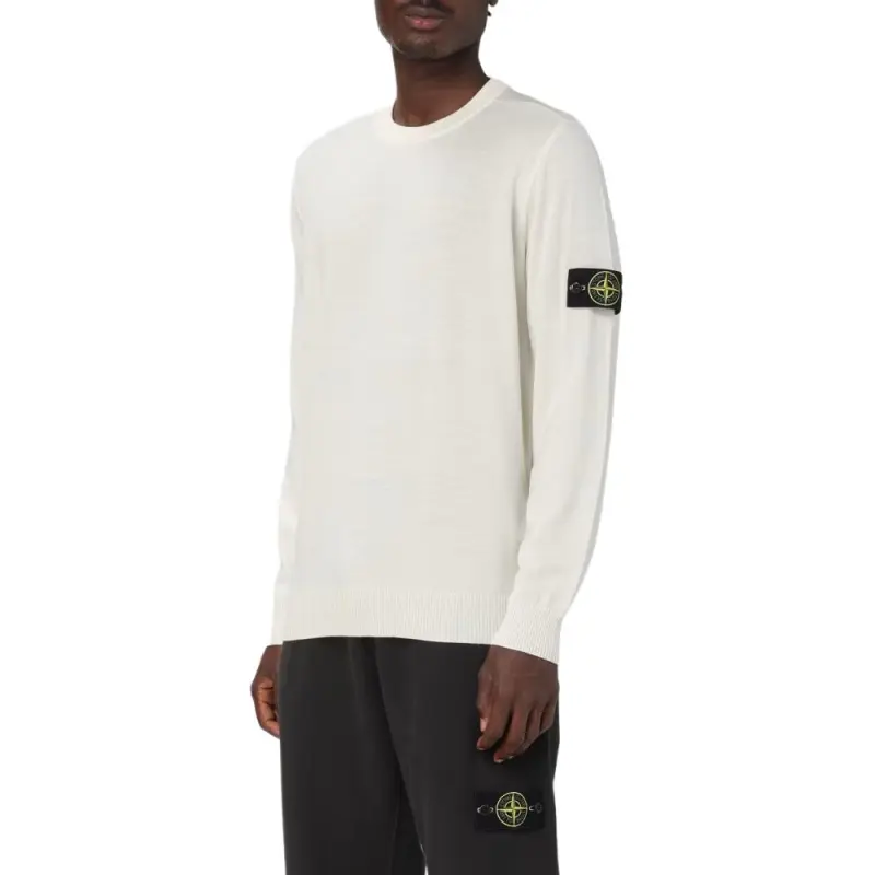 STONE ISLAND Logo Patch Crewneck Knitted Jumper-3