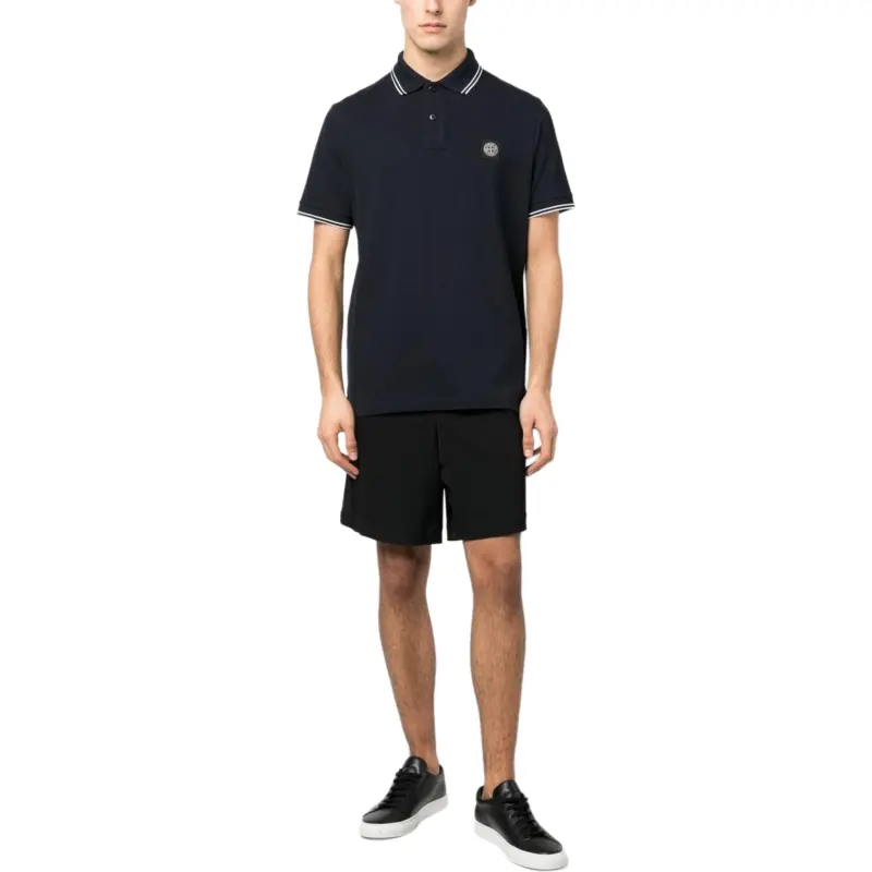 STONE ISLAND Logo Patch Short Sleeved Polo Shirt-4