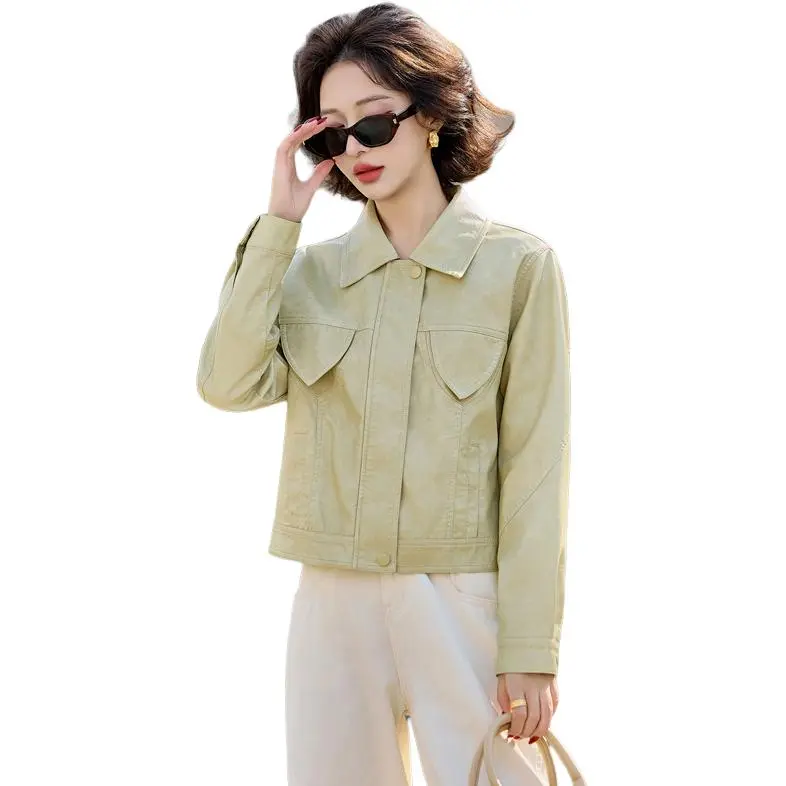Yi Mengyuan Leather Jackets Coats Women's-3