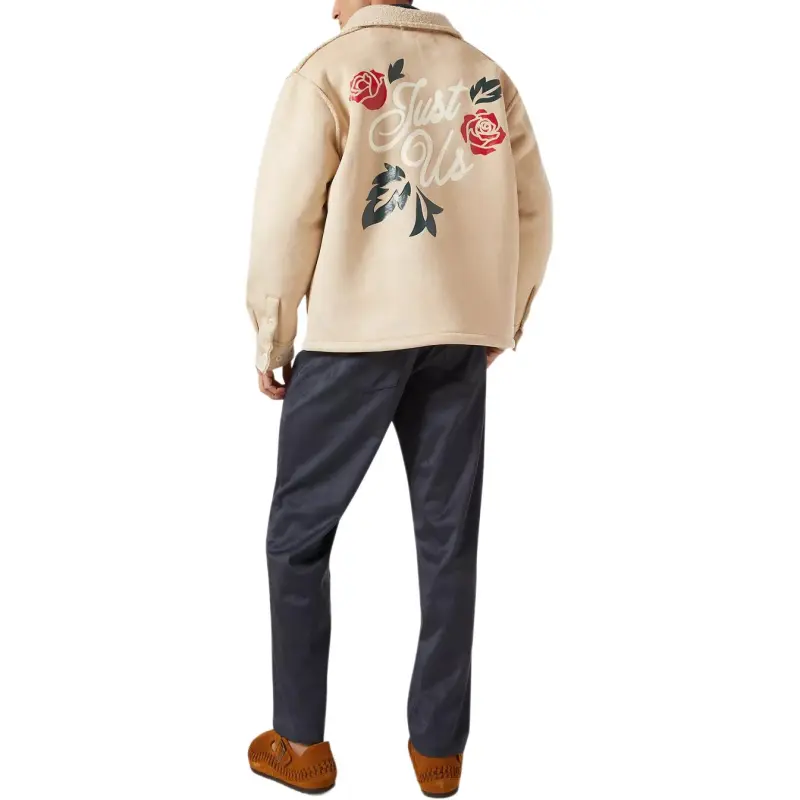 KITH Faux Shearling Long Sleeve Boxy Collared Overshirt-4
