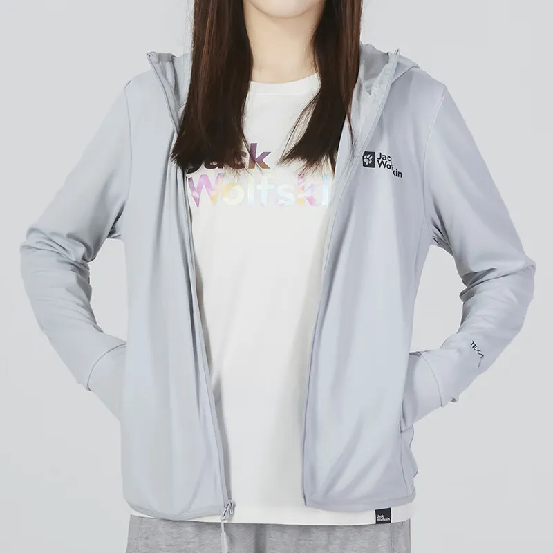 Jack Wolfskin Breathable Quick Dry UV Protection Sun Protection Clothing Women's Silver Gray-3