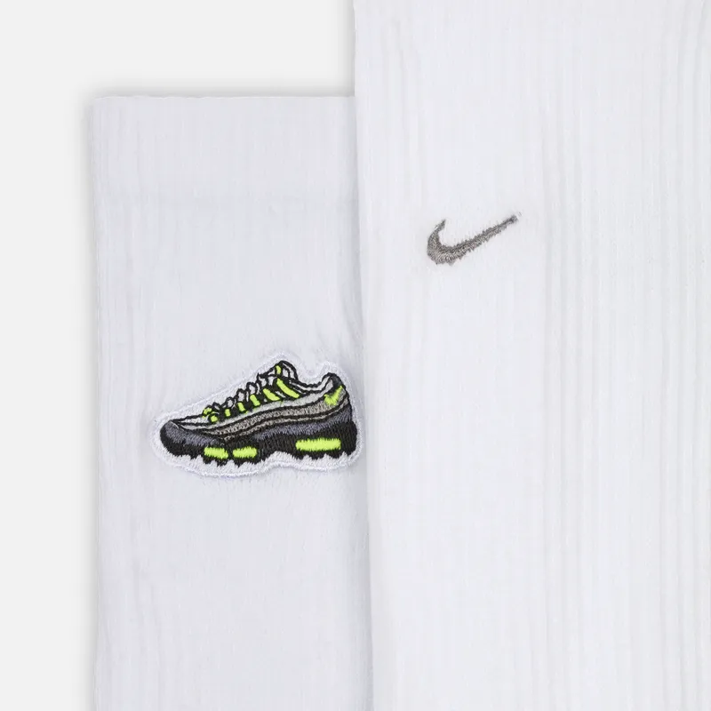 Nike Air Max 95 Mid Calf Socks Unisex 1 Pack White/Medium Gray-3