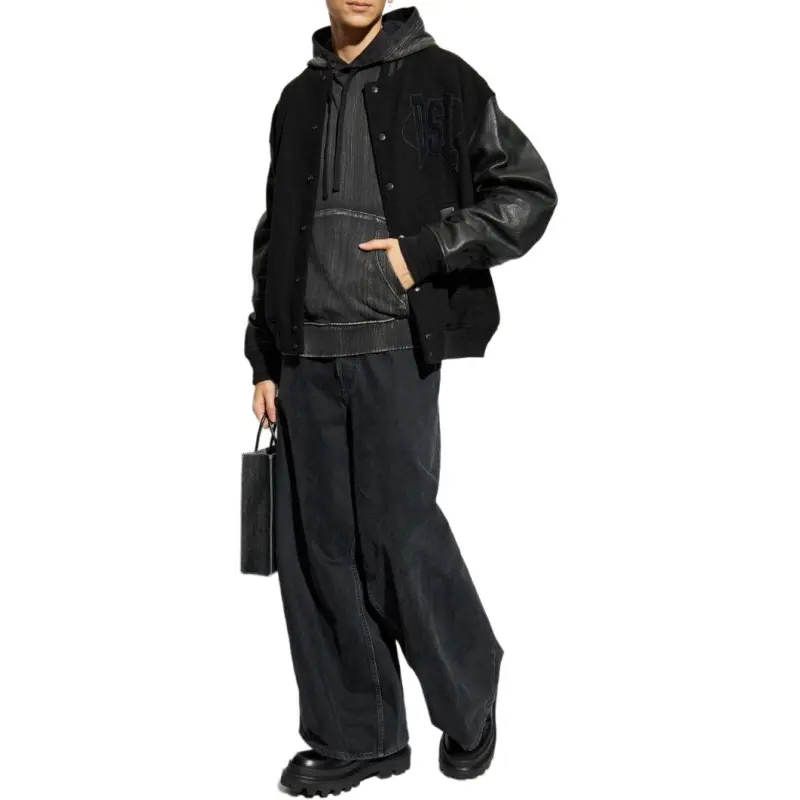 DIESEL Logo Patch Drawstring Hoodie-2