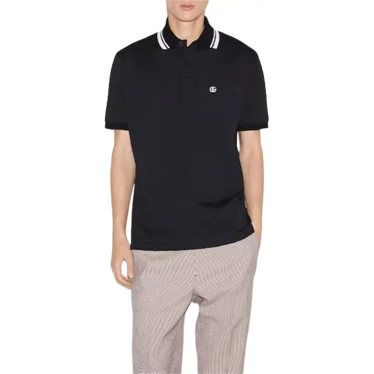 GUCCI Logo Embroidered Short Sleeve Polo Shirt-1