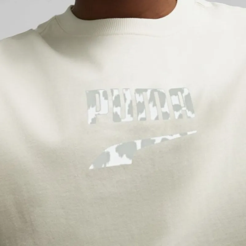 PUMA DOWNTOWN Logo Graphic Tee T-Shirt Men's White-4