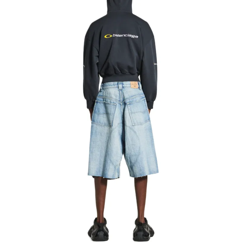Balenciaga Denim Shorts Loose Fit Men's Light Blue-3