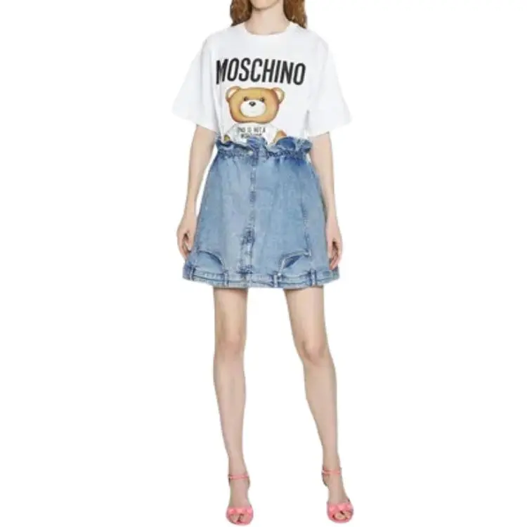 MOSCHINO SS23 Drop Shoulder Sleeve T Shirt Women's White-3