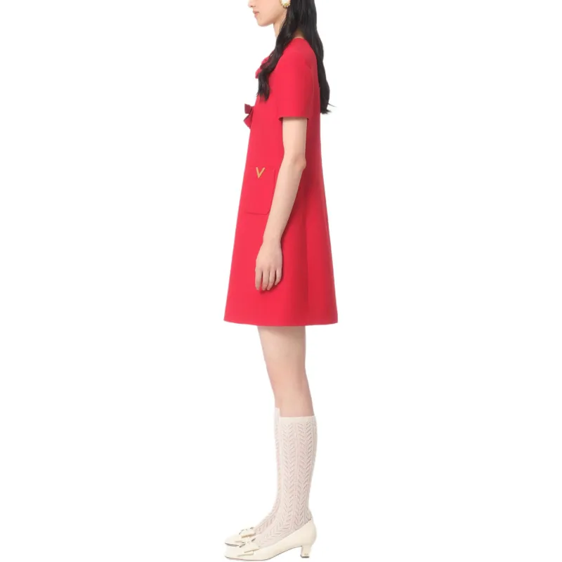 Valentino Bow Detailed A Line Mini Dress-4