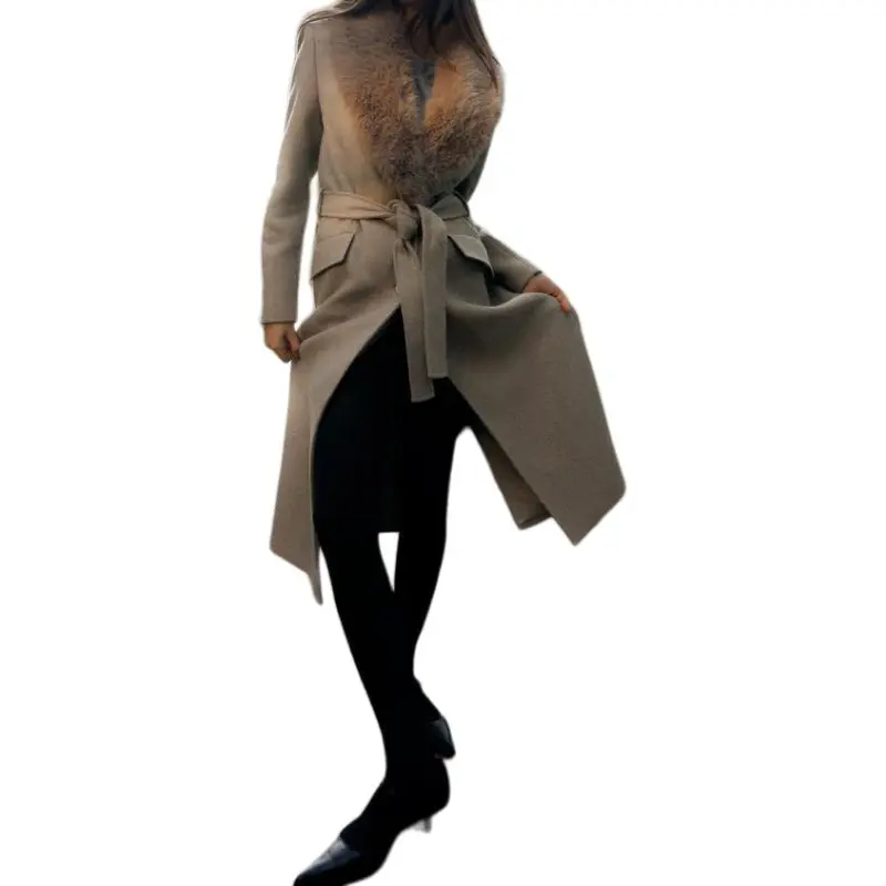 ZARA Coats Women's Light Khaki-2