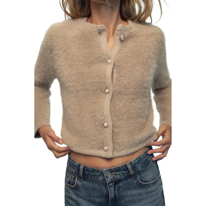 ZARA Velvet-feel Coat Women's Light Camel-3