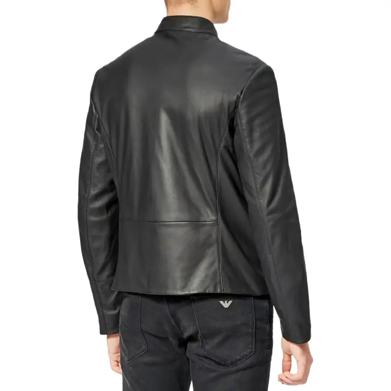 EMPORIO ARMANI Leather Jacket Men's Dark Brown-4