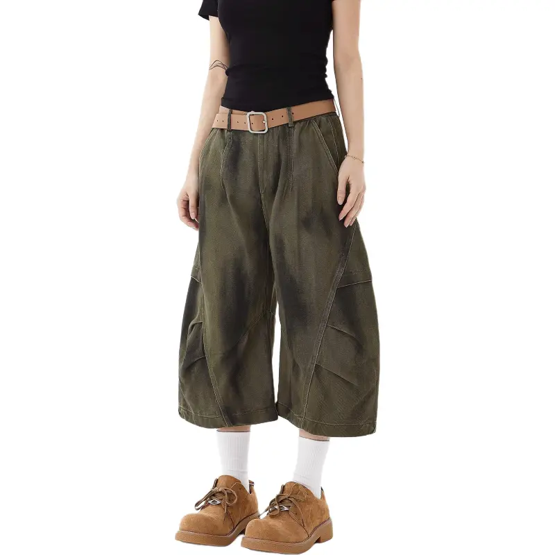 VINMUK Denim Shorts Unisex Khaki-3