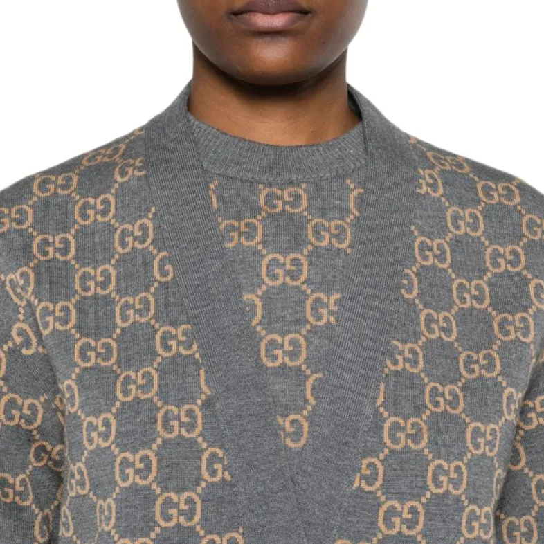GUCCI Reversible Gg Jacquard Button-Up Cardigan-5