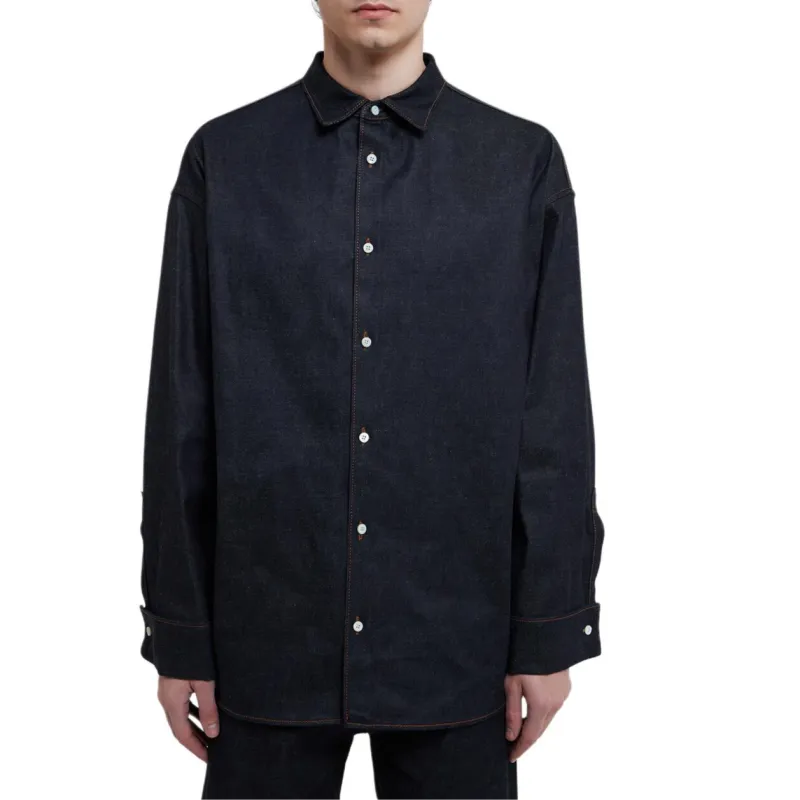 PRADA Enamel triangle logo Denim Shirt-2