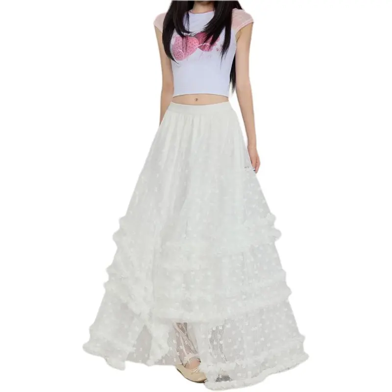 Concubine Zhu Casual Long Skirt Women's White-4