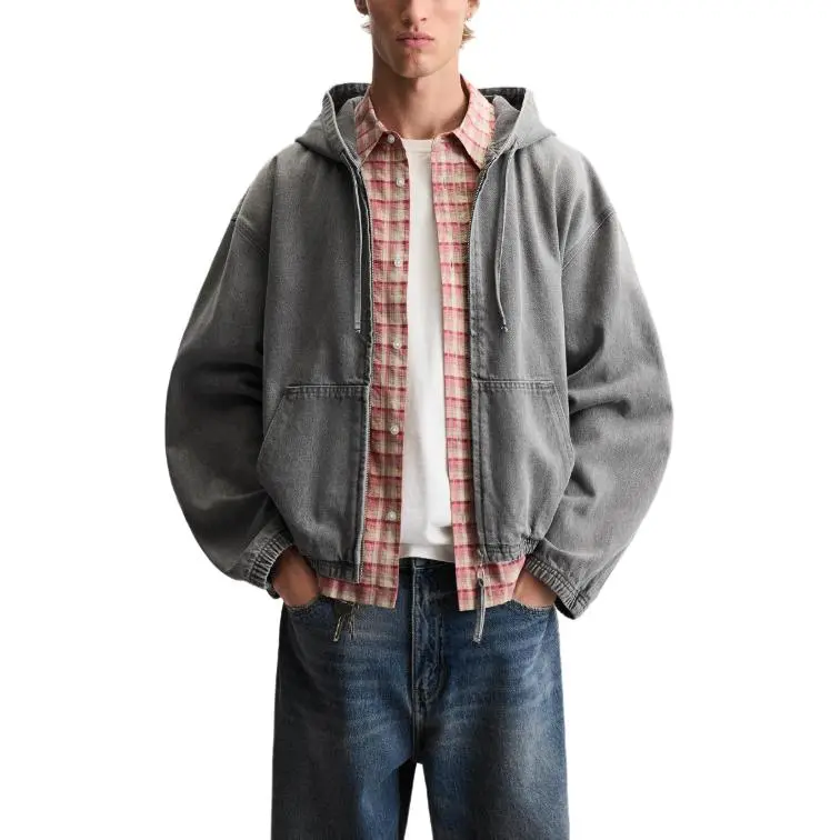 ZARA Denim Jackets Men Gray-2