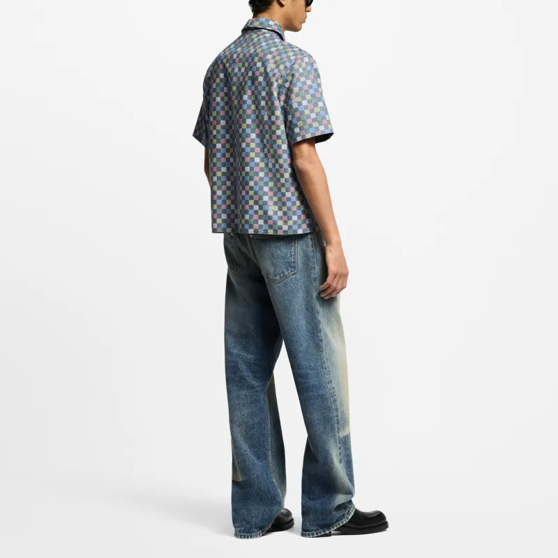 LOUIS VUITTON Damier Chambray Short Sleeved Shirt-2