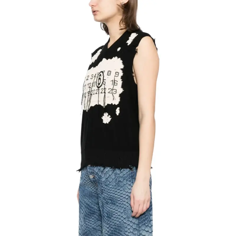 MM6 Maison Margiela Numbers Motif Knitted Vest-2