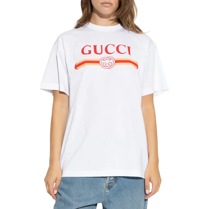 GUCCI Logo Printed Crewneck T Shirt-1