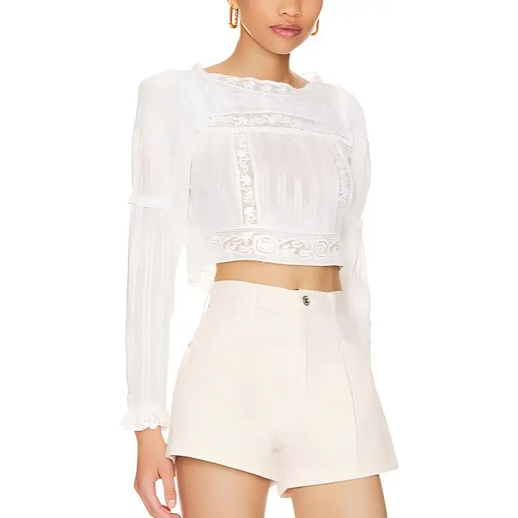 LOVESHACKFANCY Crop Tops Women's White-2