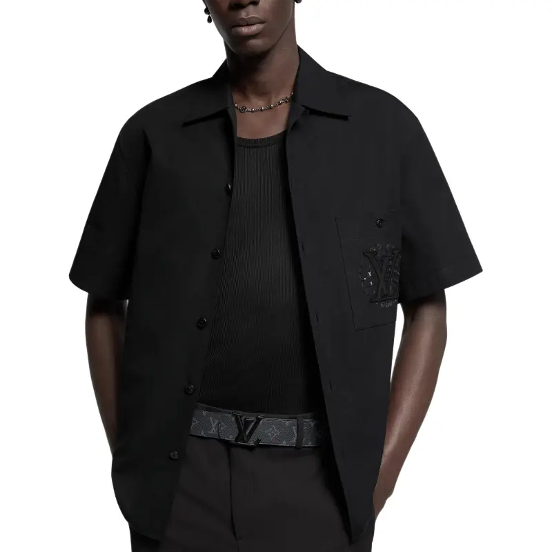 LOUIS VUITTON Embroidered Short Sleeved Cotton Shirt-2