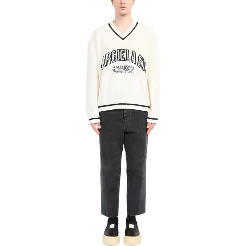 MM6 Maison Margiela Numbers Motif V Neck Jumper-2