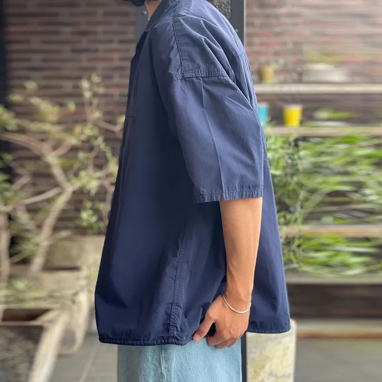 Nanamica SS23 Open Collar Wind Shirt Men's Marine Blue-3