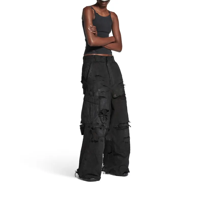 Balenciaga FW25 Cargo Pants Loose Fit Unisex Black-3