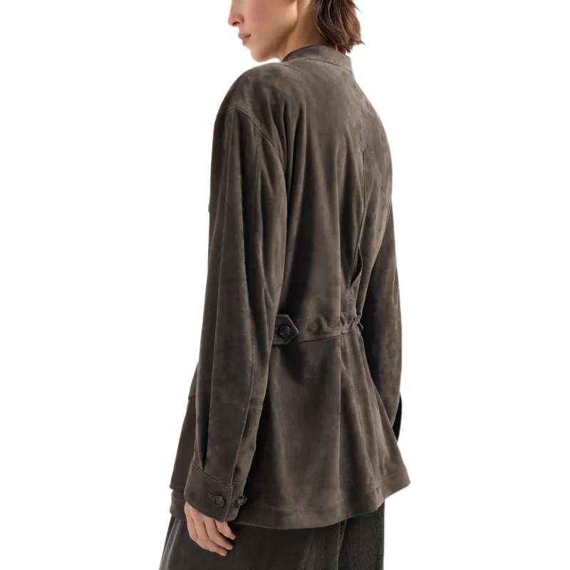 GIORGIO ARMANI Suede Oversized Pea Coat-2