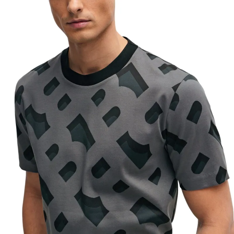 HUGO BOSS Monogram pattern Cotton blend T shirt-6