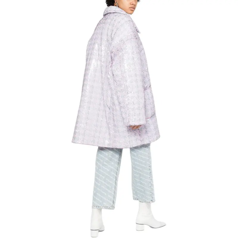 NATASHA ZINKO Oversized Sequinned Houndstooth Print Coat-3