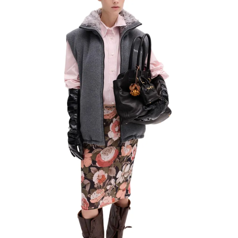 MIU MIU Logo Embroidered Button Up Shirt-1