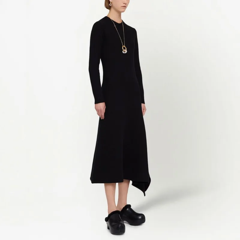 JIL SANDER Wool Asymmetric Midi dress-3