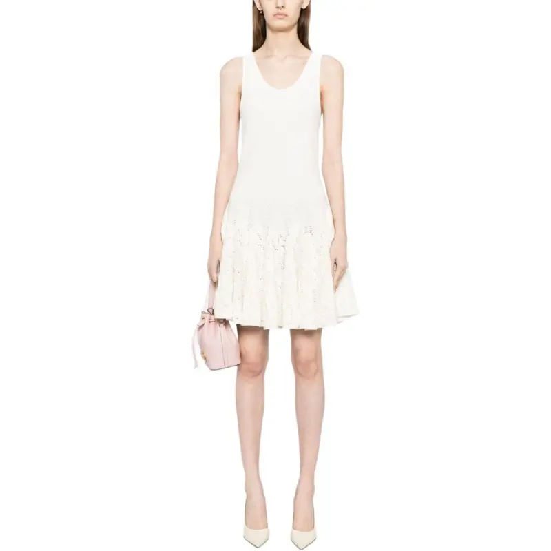Alaia Pique Lace Skater Dress-2
