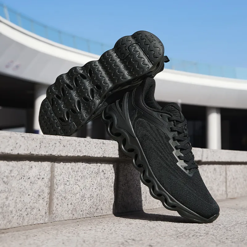 361° Cushioned Wear Resistant Breathable Low Top Running Shoes Men's Black-4