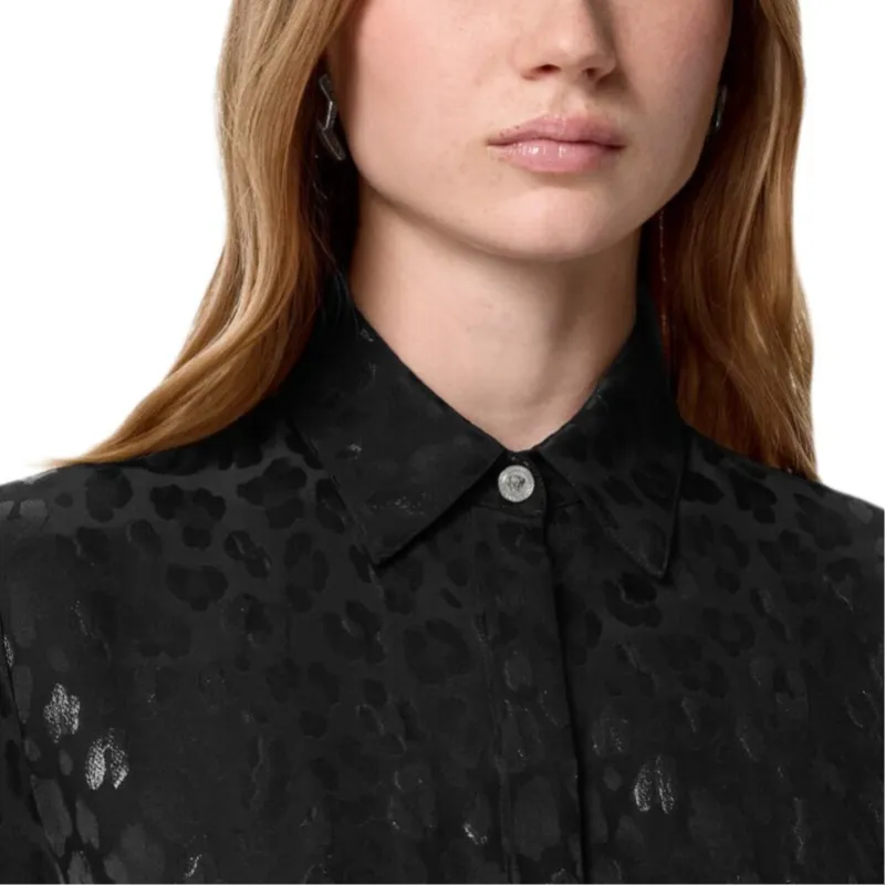 VERSACE Leopard jacquard Satin Shirt-4