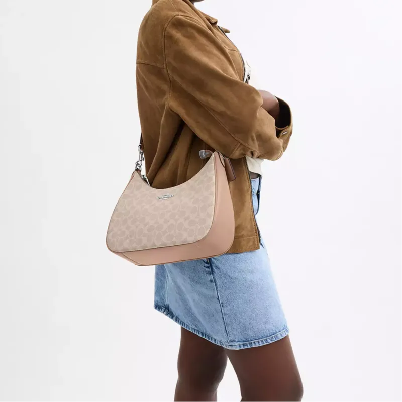 COACH Teri Coated Canvas Portable Crossbody Bag, Shoulder Bag Tubas Women's Sand-3