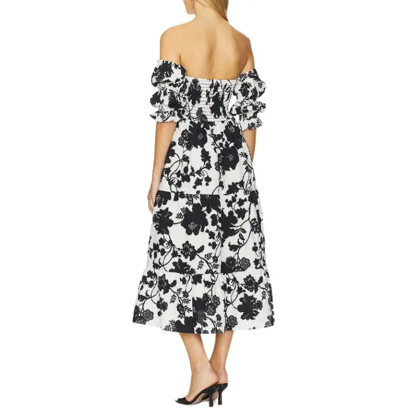 Misaki Short Sleeved Dress Women's Black White-1