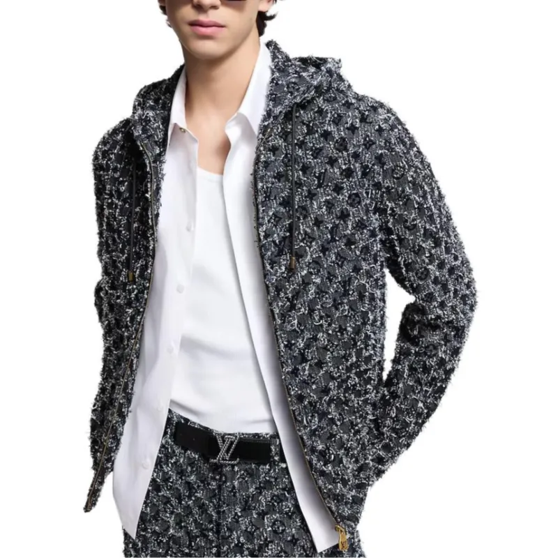 LOUIS VUITTON Flocked Monogram Denim Hoodie-1