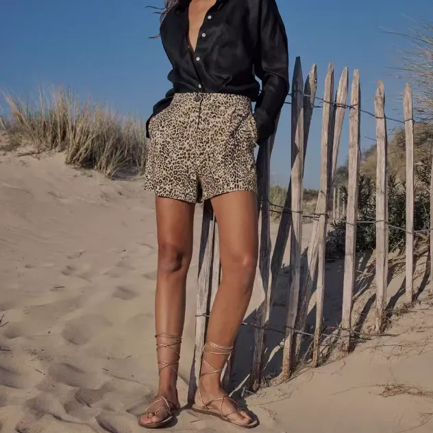 ZARA Casual Shorts Women's Leopard Print-4