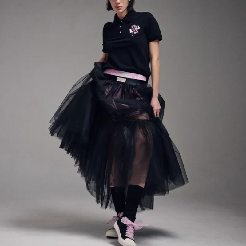 MARDI MERCREDI SS24 Casual Long Skirt Women's Diamond Black-3