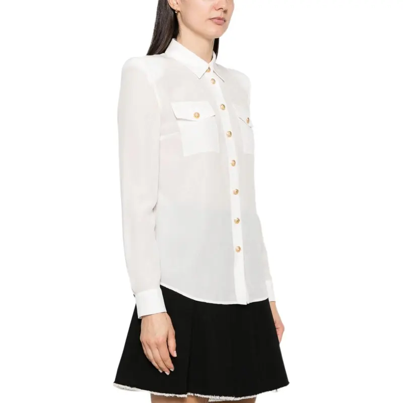 BALMAIN Embossed Buttons Long Sleeved Shirt-4