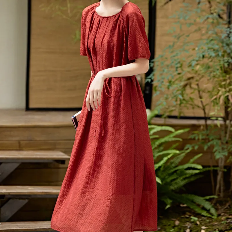 XWI Short Sleeved Dresses Women's Red-3