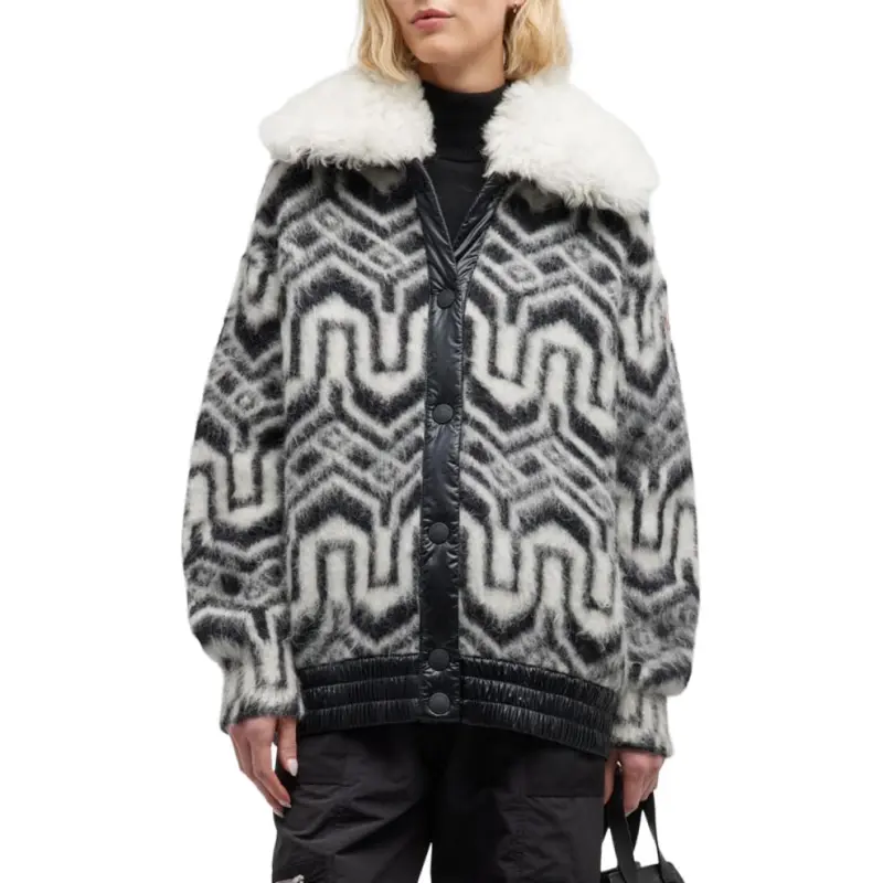 Moncler Down Jacket Women's Black White-4