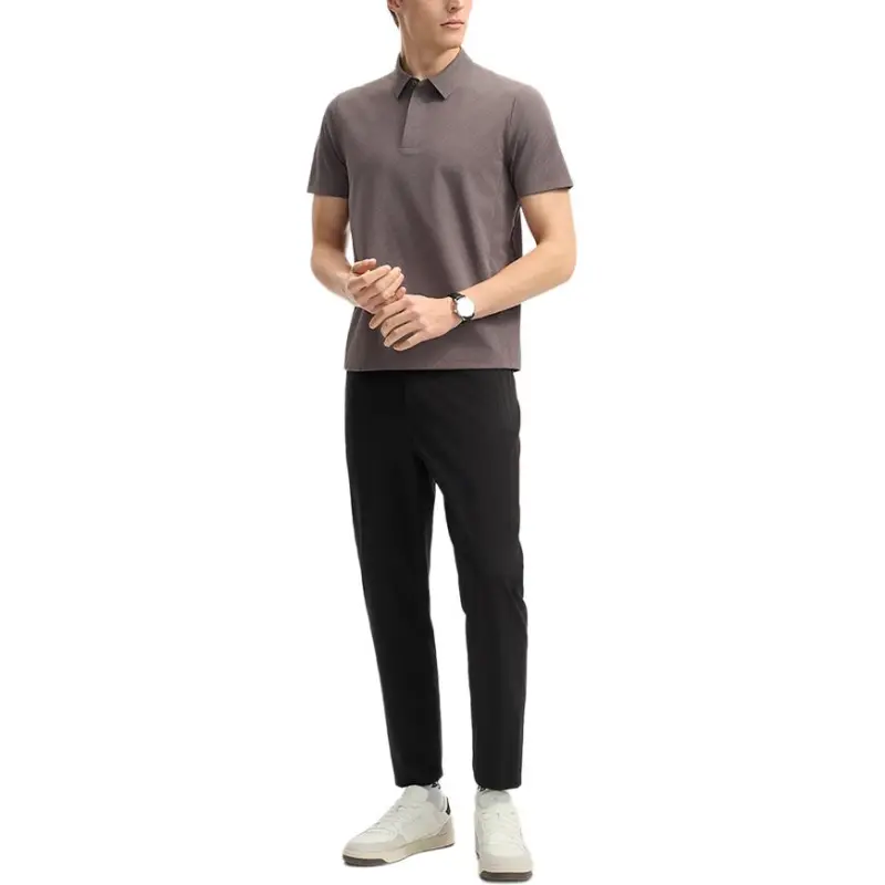 FILA Casual Sportswear Men Clothing Sets Deep Purple Red Top+Jet Black Bottom-1