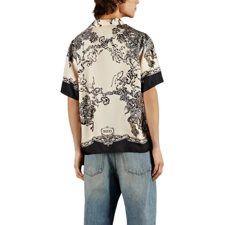 GUCCI Baroque print Silk Bowling Shirt-2