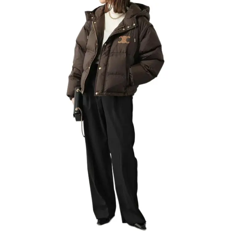 CELINE Triomphe Cropped Down Jacket In Lightweight Nylon-3